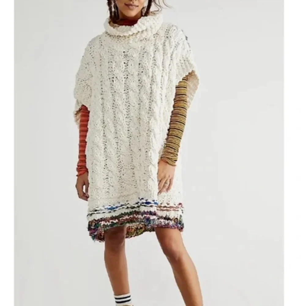 NWOT Free People Sari Not Sari Oversized Poncho Sweater